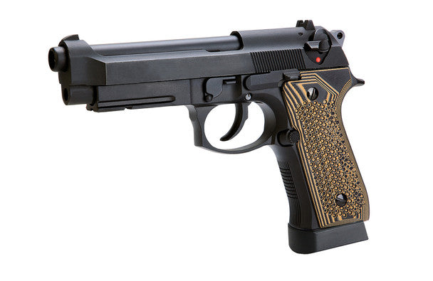 SR92 A1 CO2 Airsoft Pistol with G10 Wood Grip – Black
