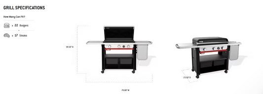 Slate™ 30" Rust-Resistant Griddle with Extendable Side Table