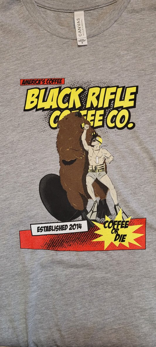 Black Rifle Beaver coffee or die shirt medium