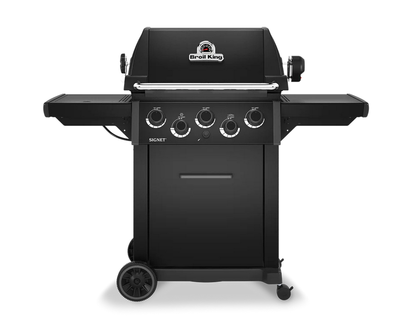 A 3 burner bbq from broil king with a side and rotisserie burner. 