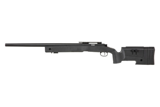 Specna Arms S02 CORE Airsoft Sniper Rifle Package with Scope, Bipod, and Goggle - Black